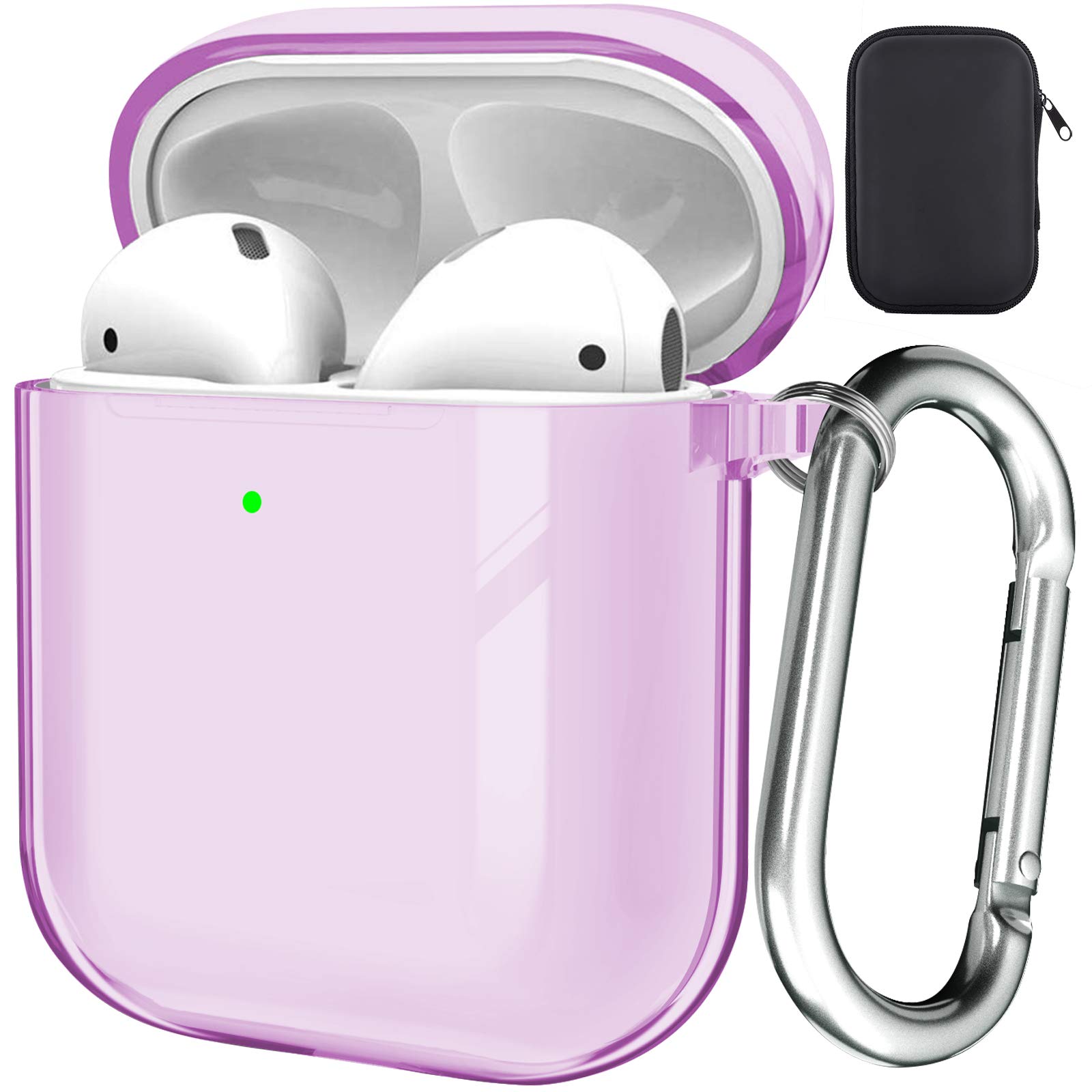 Valkit Clear TPU AirPods Case Cover with Keychain - Shockproof Protective Case for Apple AirPods 1 & 2 (Purple) - Perfect for Women, Men & Girls | Gym, Travel & Everyday Use