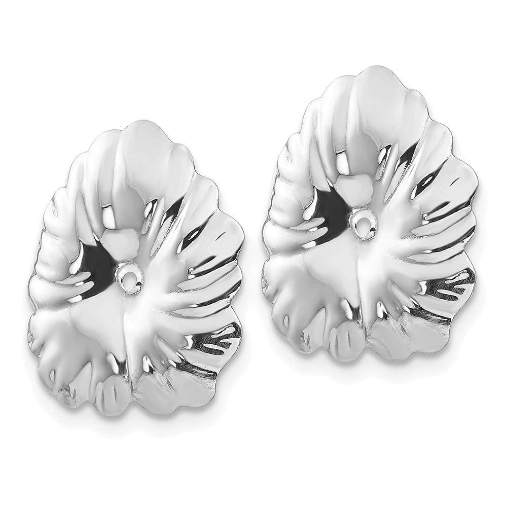 14K White Gold Floral Earring Jackets - Diamond2Deal (0.59