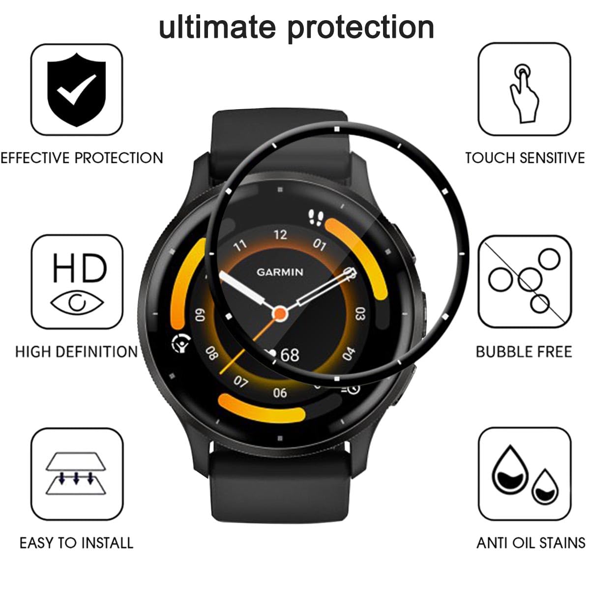 3 Pack Garmin Venu 3 Screen Protector - HD PET Clear, Flexible, 3D Full Coverage with Curved Edge | Anti-Scratch, Bubble-Free & Anti-Fingerprint | Perfect for Running, Swimming & Outdoor Activities