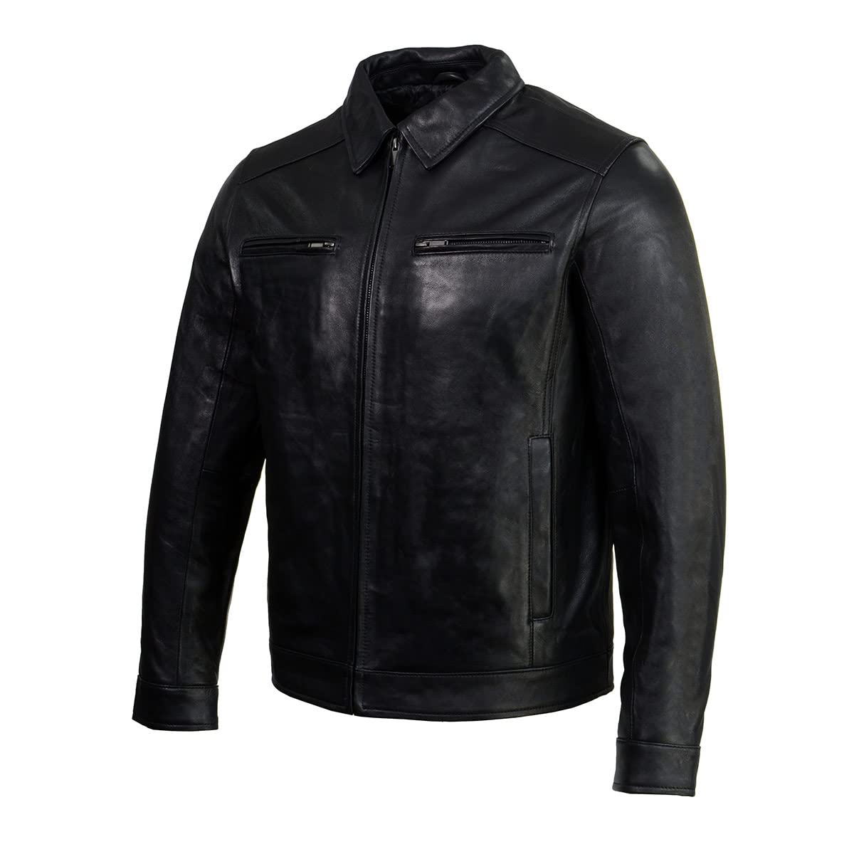 Premium Milwaukee Leather Men's Black New Zealand Lamb Skin Jacket - Stylish Motorcycle & Casual Wear for All Seasons