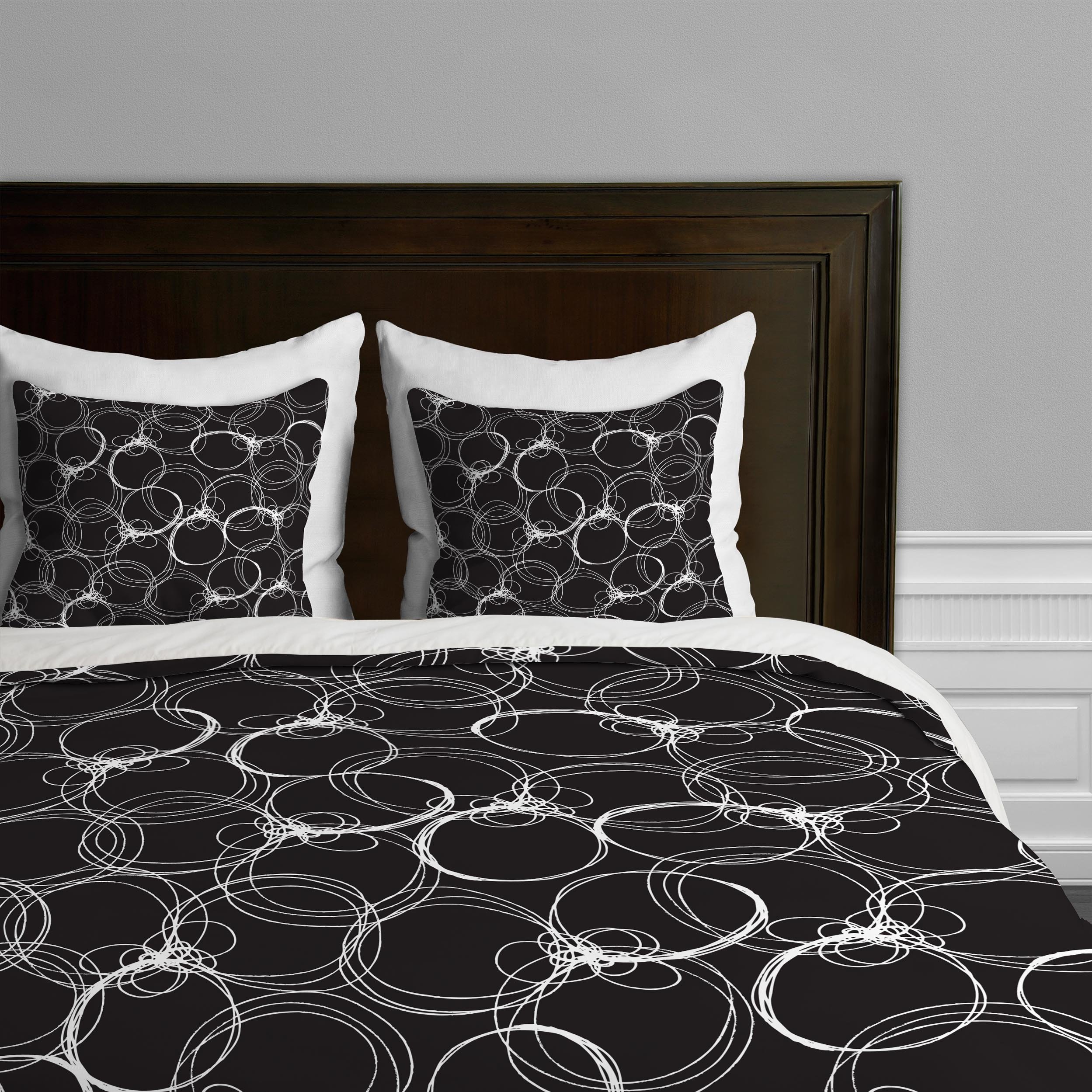 Deny Designs Rachael Taylor Circles 1 Duvet Cover Queen Size - Modern Geometric Pattern Bedding Set for Contemporary Bedroom Decor