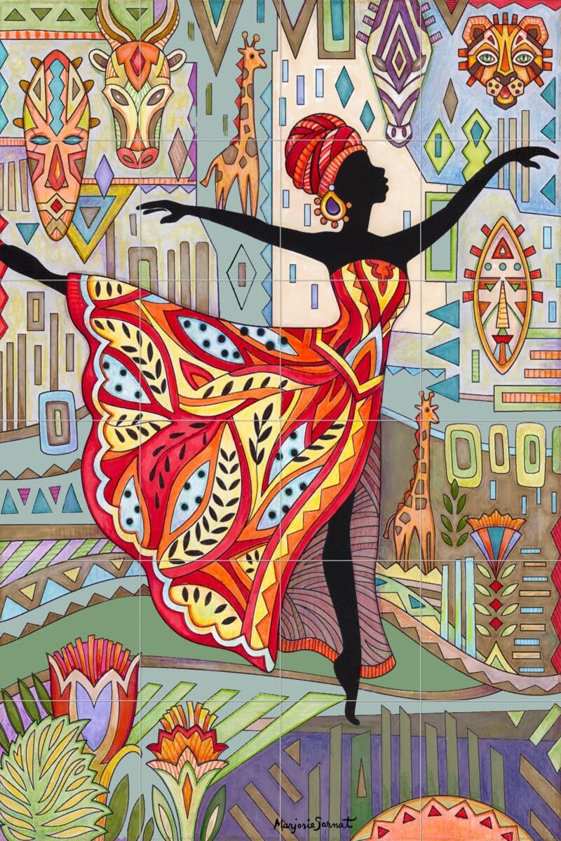 Ceramic Backsplash Tile Mural - Joy by Marjorie Sarnat - Handmade Kitchen & Bathroom Wall Decor - Perfect for Home Renovation & Interior Design