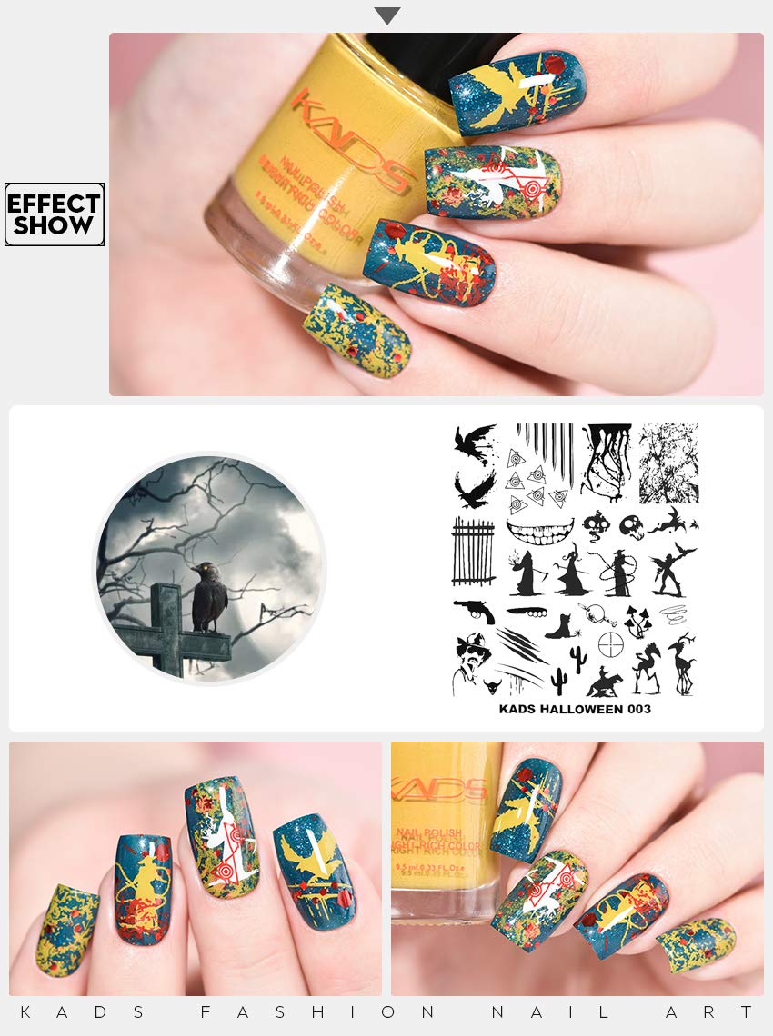 KADS Halloween Nail Art Stamping Kit - 10 Nail Stamp Plates with Pumpkin, Ghost, Skull & Bat Designs for DIY Nail Decoration (HA003) | Perfect for Halloween Parties, Costume Nails & Spooky Manicures