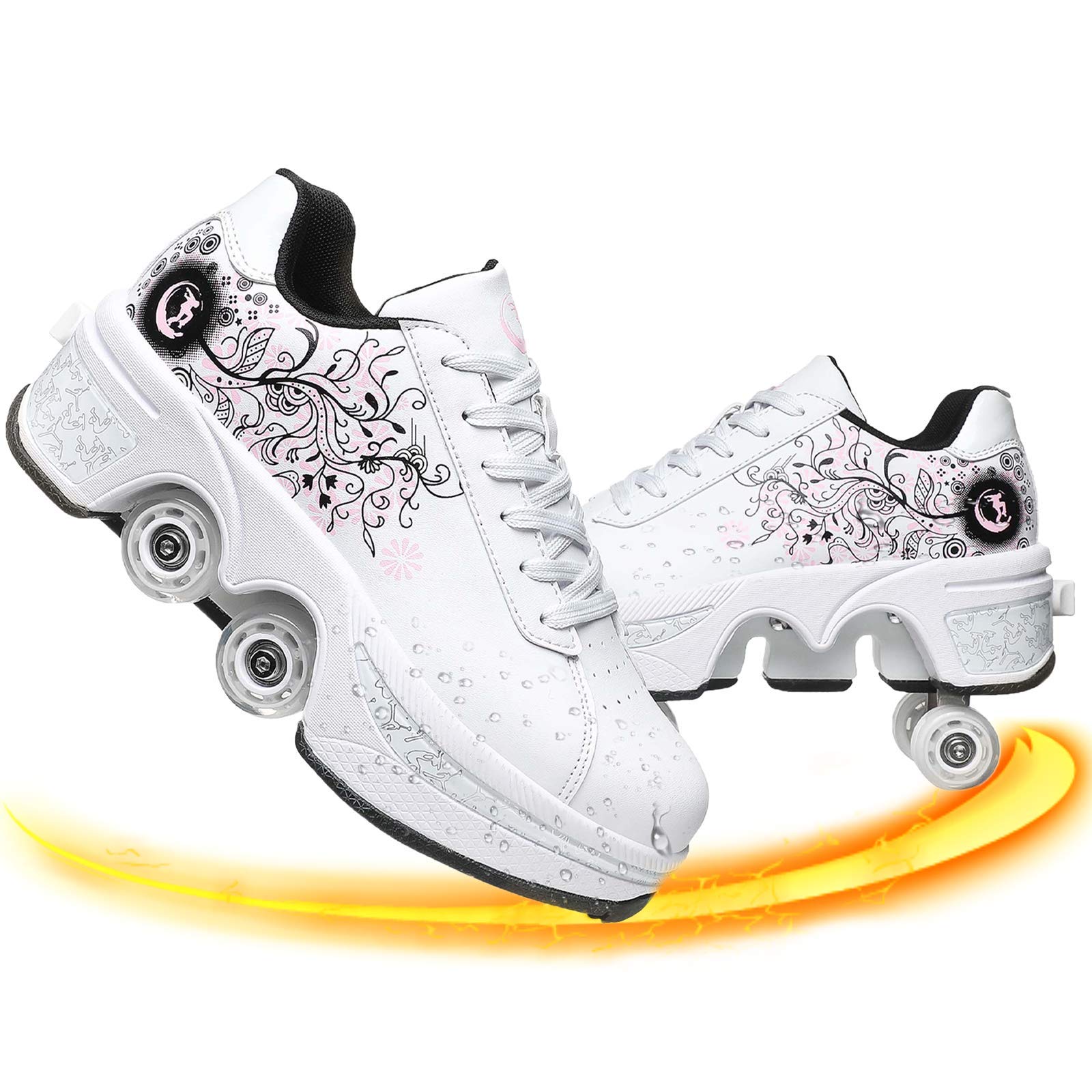 Rong - Convertible Roller Skates Shoes for Women & Men | Retractable Wheels for Parkour & Skating | Kids & Adults Roller Skate Shoes | Perfect for Outdoor Fun, Fitness & Urban Commuting