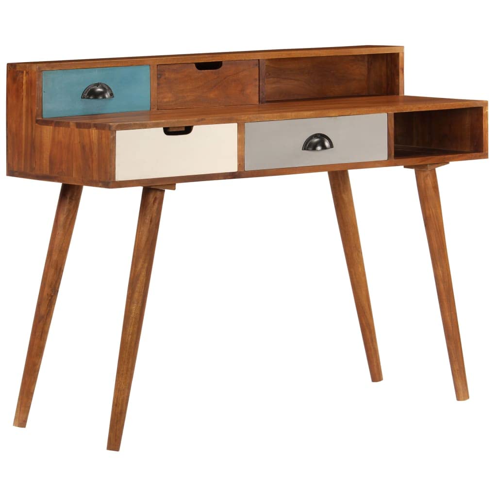 ZQQLVOO Solid Acacia Wood Computer Desk with Drawer, 43.3