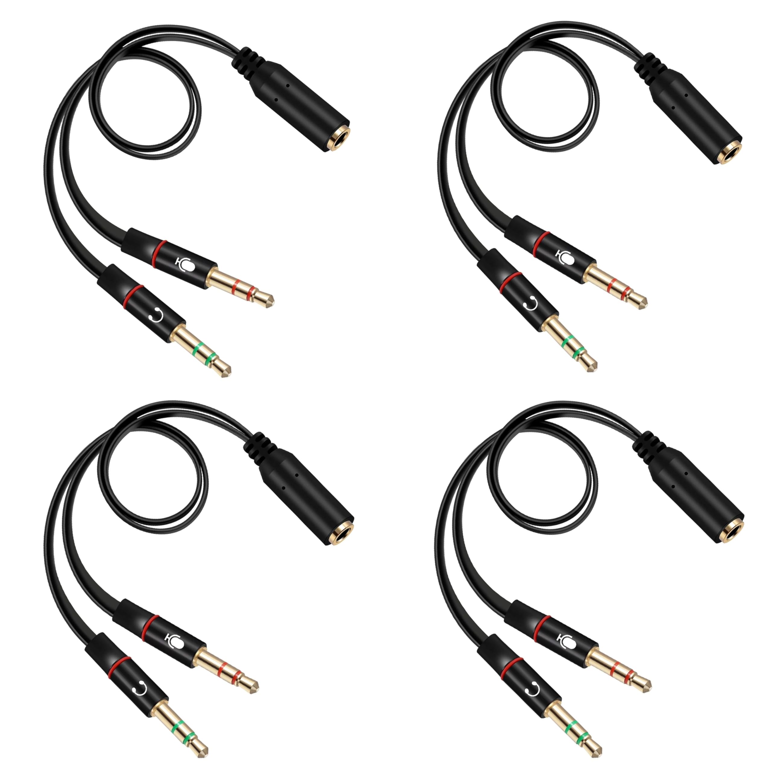 SaiTech IT 4-Pack 3.5mm Female to Dual 3.5mm Male Headphone Splitter Cable - Audio Y Adapter for PC, Laptop, Smartphone - 20cm Length - Perfect for Gaming, Online Meetings & Music Sharing