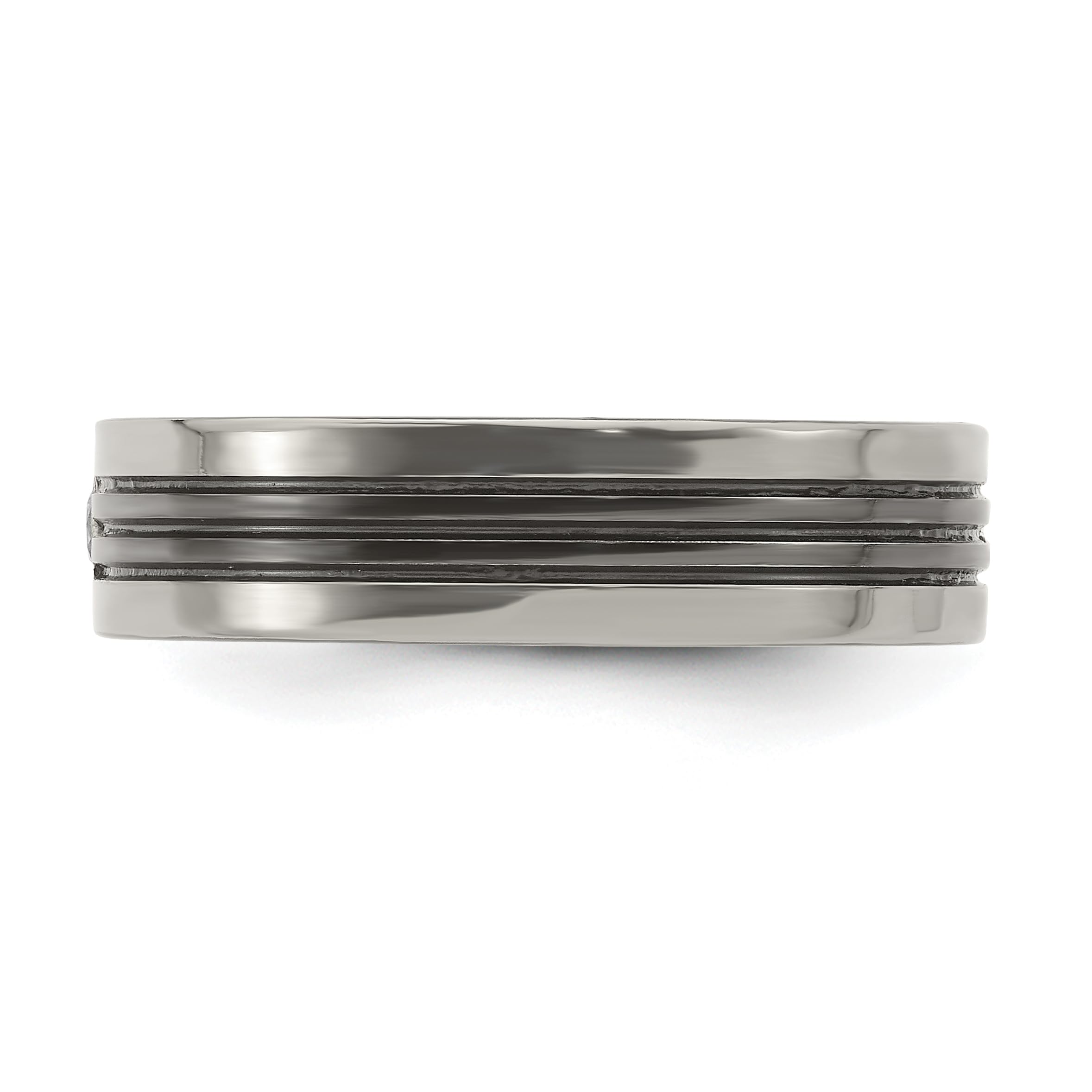 Edward Mirell Black Titanium Grey Edge Diamond 925 Sterling Silver 6mm Wedding Band Ring for Men - Perfect for Engagement, Anniversary & Everyday Wear