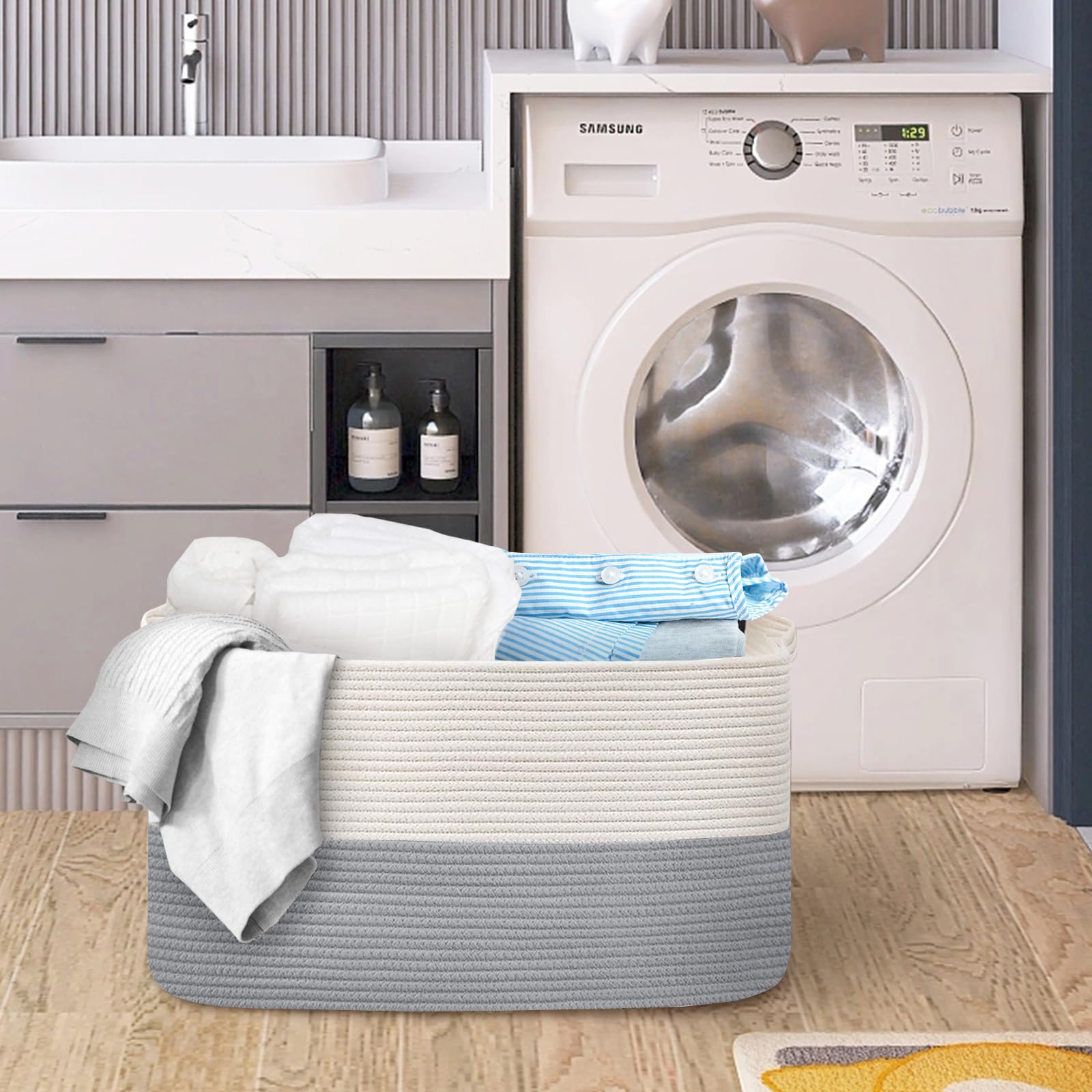 Extra Large Woven Cotton Rope Storage Basket 22