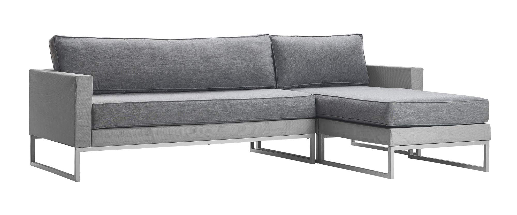 Elle Decor Tropez Mesh Outdoor Patio Furniture Set - Durable Metal Frame Sectional Sofa in Gray - Perfect for Backyard, Poolside & Garden Relaxation
