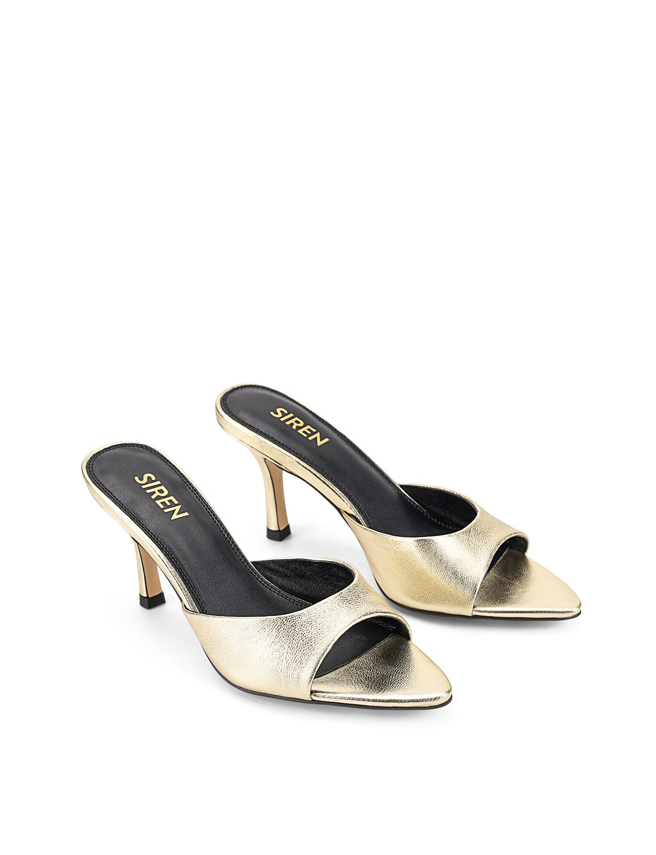 Margot Pointed Toe Mules - Gold Metallic Leather Women's Slip-On Shoes for Office, Party & Casual Wear