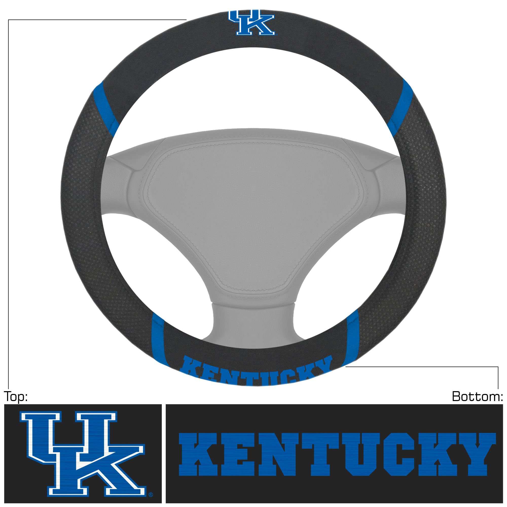 Officially Licensed Kentucky Wildcats AAC FanMats NCAA Carpet Floor Mats Bundle with Seat Covers, 3D Decal Sticker & Steering Wheel Cover - 8-Piece Set for Cars, Trucks & Game Room Decor