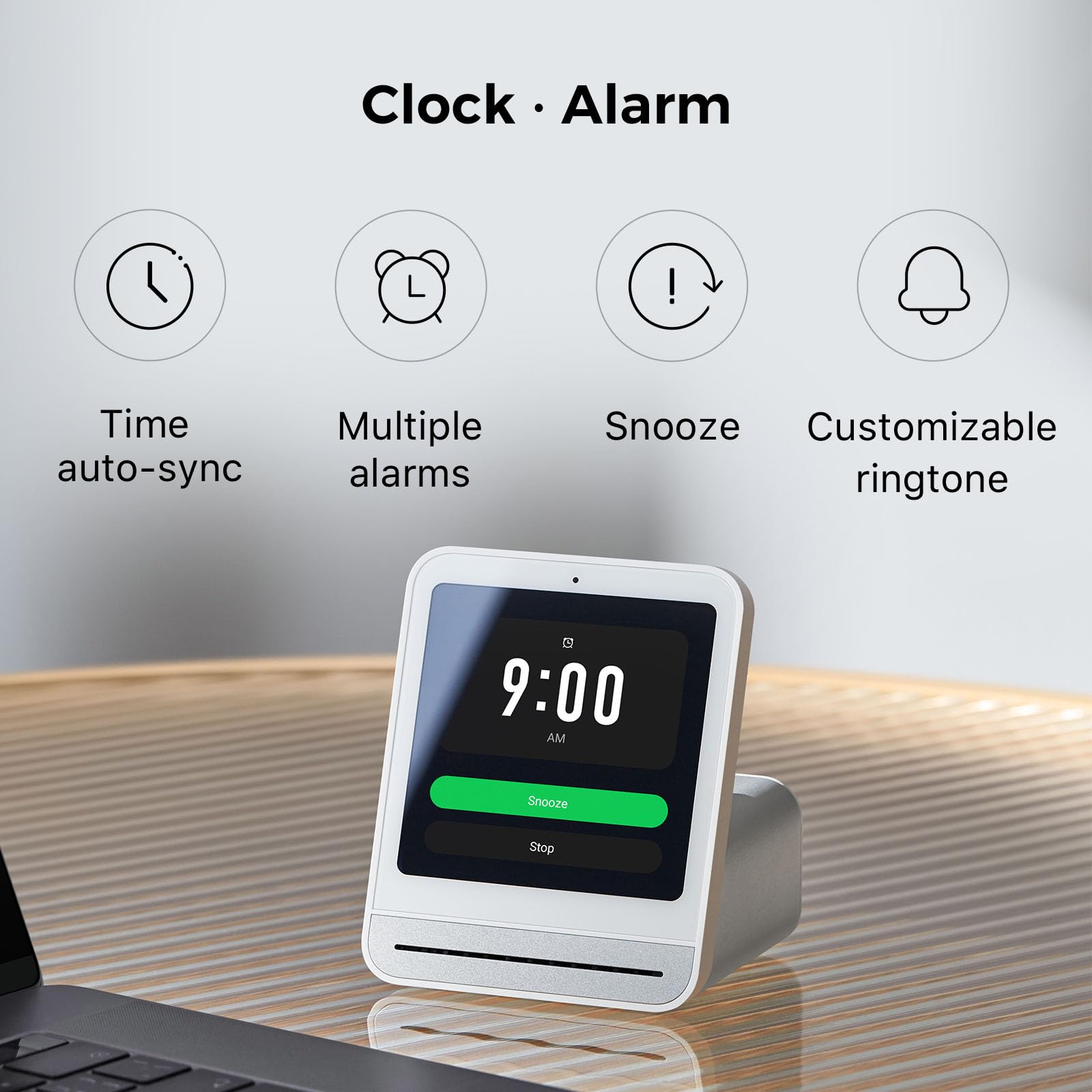 Qingping Air Quality Monitor Gen 2 - Indoor PM2.5 CO2 PM10 Noise Temp Humidity Detector with Alarm Clock | Smart Home & Bedroom Air Tester for Healthier Living & Baby Nursery Safety