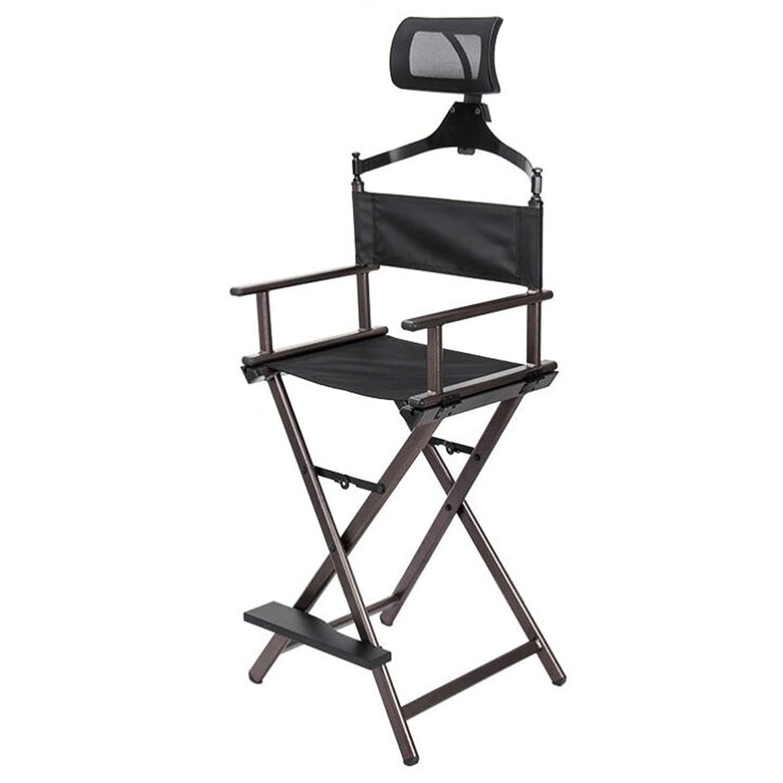 Hacrft Tall Folding Directors Chair - Professional Makeup Artist Chair with Back Support, Lightweight Aluminum Frame, Heavy Duty 300lbs Capacity (Black) - Perfect for Salon, Camping, Outdoor Events & Photography Studios