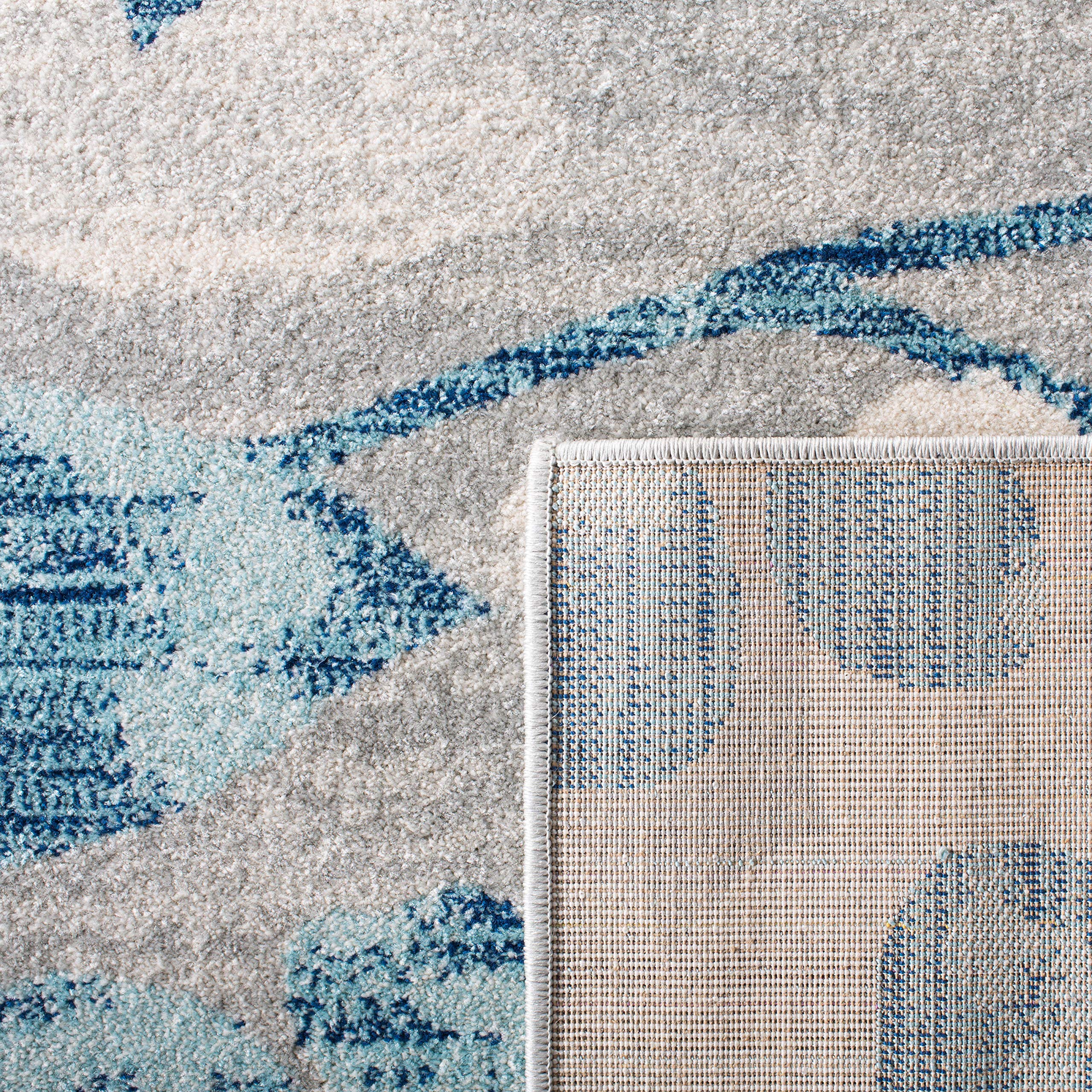 SAFAVIEH Evoke Collection 8' x 10' Floral Area Rug - Soft Non-Shedding, Grey & Light Blue (EVK236J) for Living Room, Bedroom, Dining & Home Office Decor