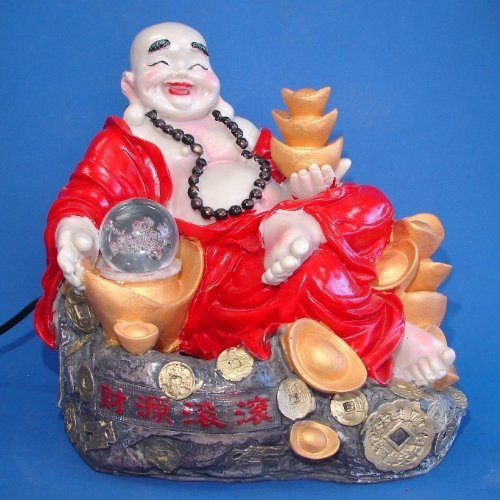 Zen Buddha Water Fountain with Flowing Water & Crystal Ball - Indoor Meditation Decor for Home, Office, Yoga Studio Relaxation