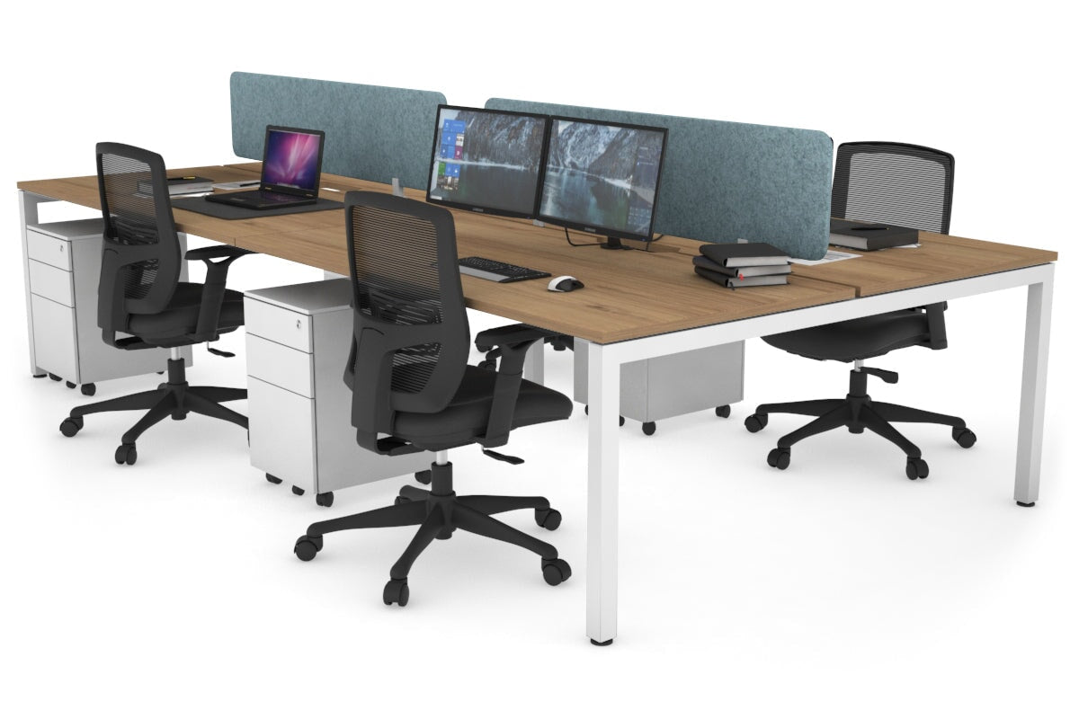 4-Person Office Workstation with Quadro Square Legs - 1800L x 800W Desk with Cable Management Scallop | Perfect for Collaborative Workspaces & Open Office Environments