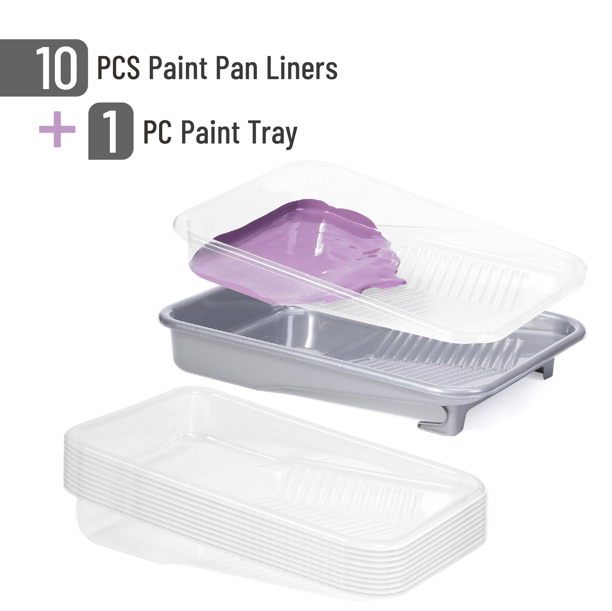 Bates 9-Inch Paint Tray Set - 12 pcs with Liners & Roller Frame for Easy Painting Projects