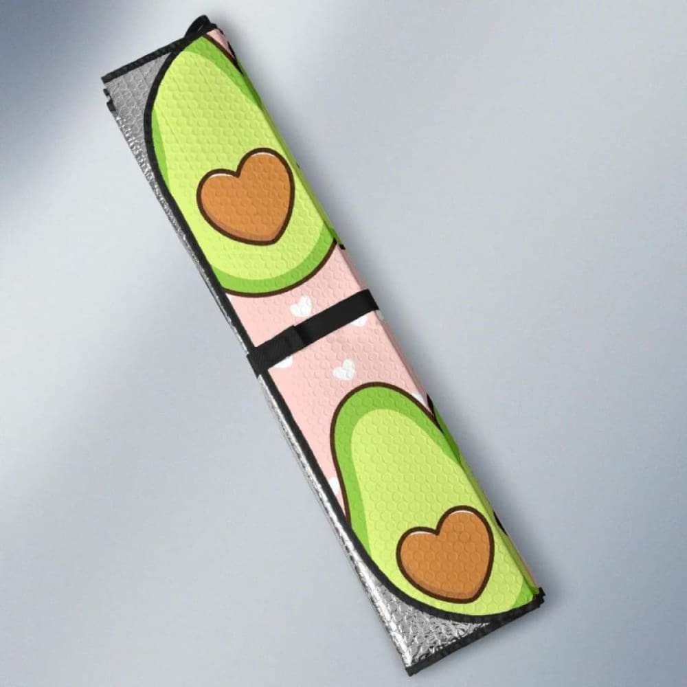 Premium Avocado-Shaped Car Sun Shade with Heart Design on Pink Background - UV Protection for Vehicles, Perfect for Summer Driving & Outdoor Parking (Model 460402)