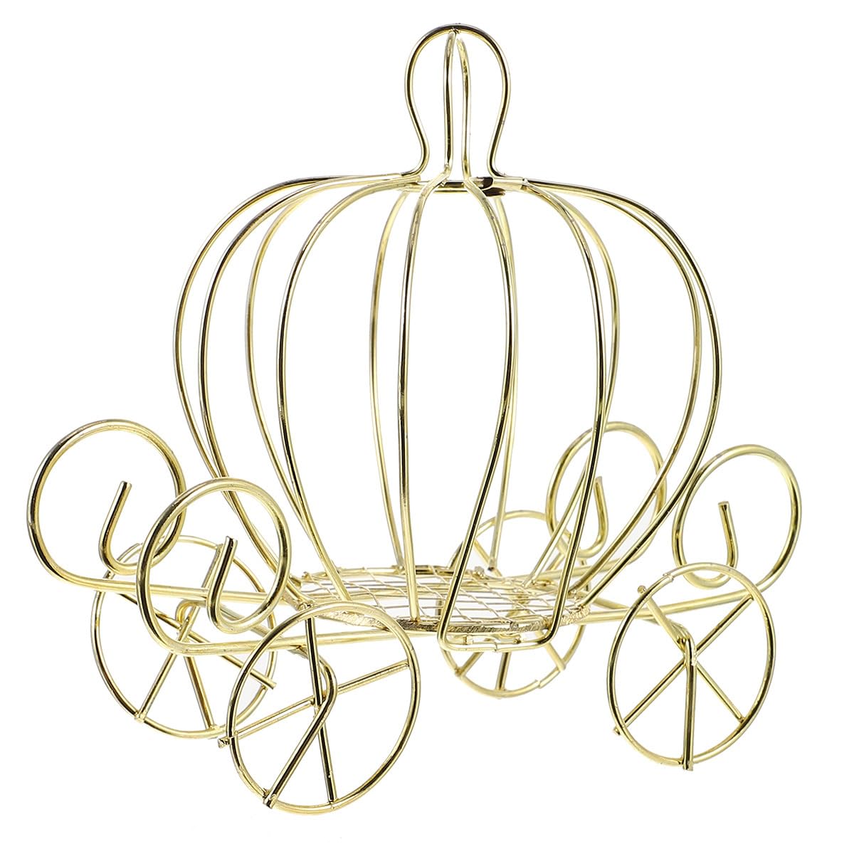 Golden Metal Pumpkin Carriage Candy Box - Elegant Princess Wedding Centerpiece for Candy Display, Party Decor & Gift Giving