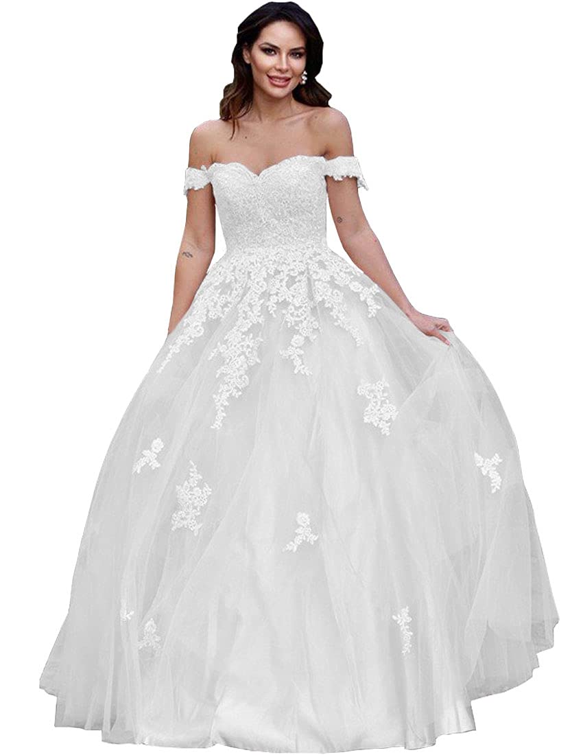 Elegant Off Shoulder Tulle Quinceanera Dress - Long Sweetheart Ball Gown with Puffy Lace for 15 16 Year Olds | Perfect for Prom, Sweet 16, and Formal Events