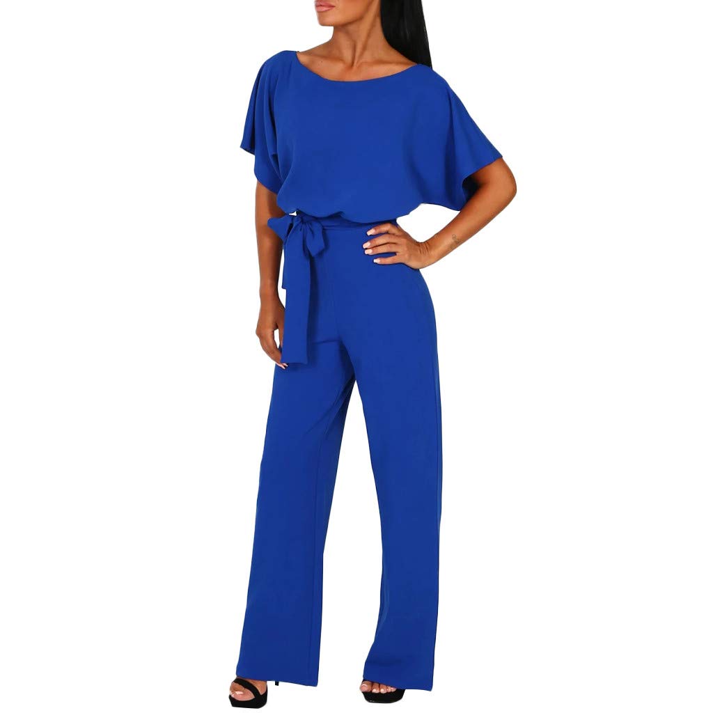 PEGONE Women's Casual Loose Long Jumpsuit - Straight Leg Overalls Wide Leg Party Romper for Club Wear | Perfect for Night Out, Music Festival & Summer Vacation Outfits