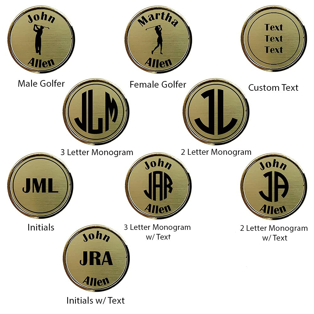 Personalized Golf Divot Tool & Ball Marker Hat Clip Set - 3 Finishes & 9 Engraving Options for Monogram or Custom Text | Perfect Golf Gift for Men & Women | Ideal for Tournaments, Practice & Golf Accessories Collection