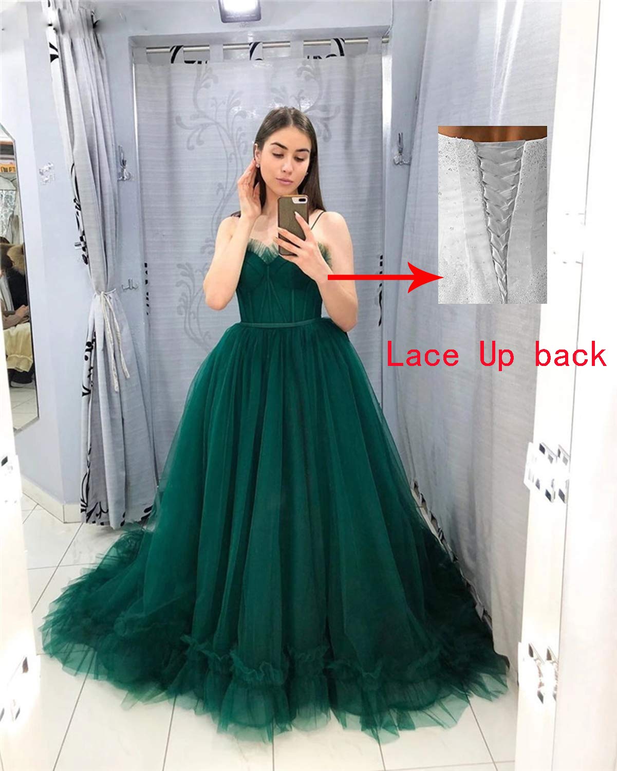 Elegant Women's Spaghetti Strap Ball Gown Tulle Prom Dress - Long Formal Evening Gown for Homecoming, Wedding, Quinceañera & Special Occasions