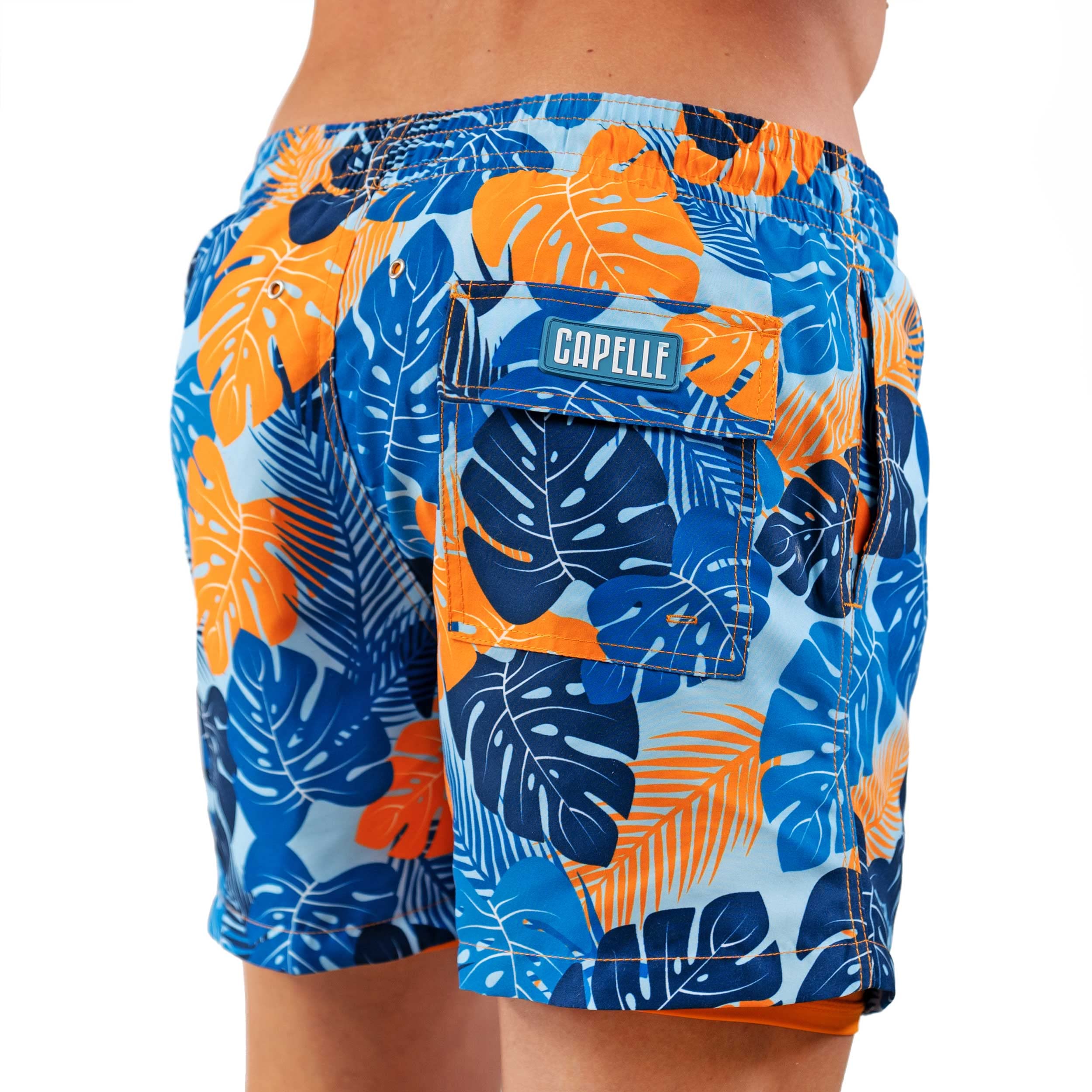 Premium Men's Luxury Swim Shorts - Blue Jungle Print | Quick-Dry, Comfortable & Stylish for Beach, Pool & Vacation | Capelle Miami