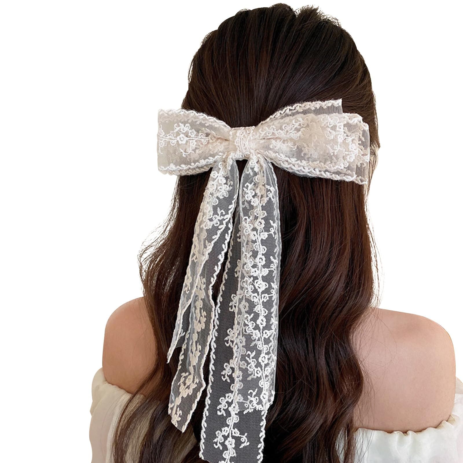 Elegant Lace Hair Bows and Clips Set - Cute Alligator Barrettes Hair Accessories for Women & Girls | Perfect for Weddings, Prom, Bachelorette Parties, Bridal Showers & Everyday Wear