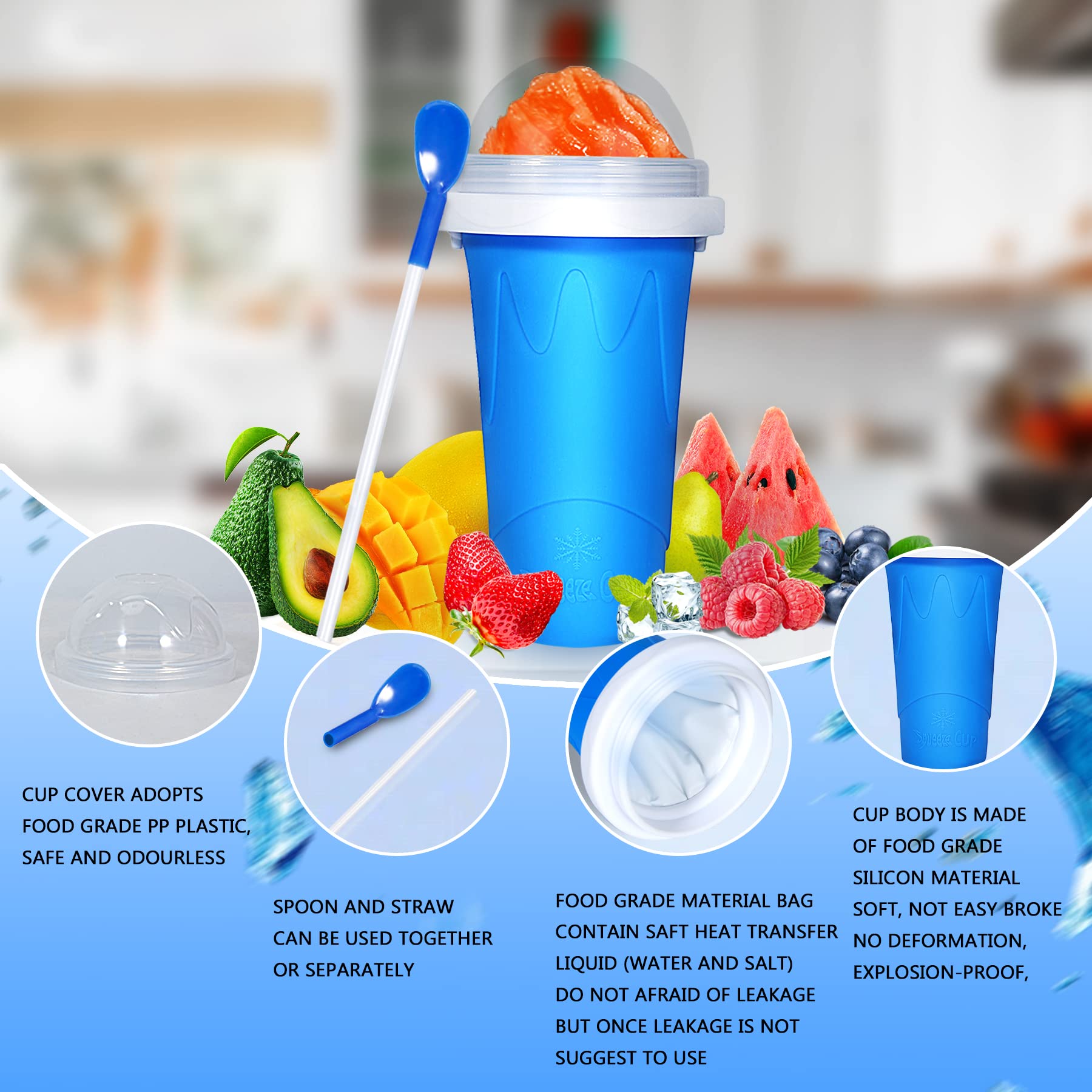Color Land Slushy Cup - TikTok Viral Magic Frozen Squeeze Cup for DIY Ice Cream & Slushies | Reusable Homemade Drink Maker with Lid & Straw (Green) - Perfect for Summer Parties, Kids Treats & Trendy TikTok DIY Videos