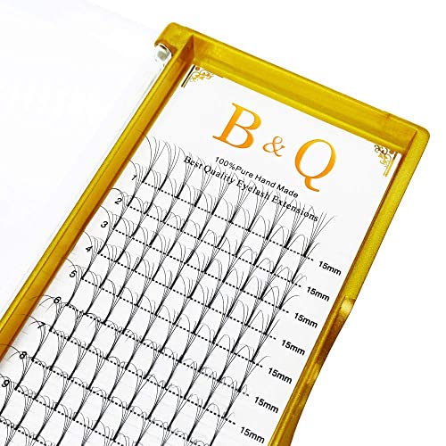 Premium 3D Volume Eyelash Extensions - B&Q 0.07-14mm Long Stem Premade Fans (C/D Curl) for Professional Salon & DIY Lash Lifting - Natural & Glamorous Look for Weddings, Parties & Daily Wear