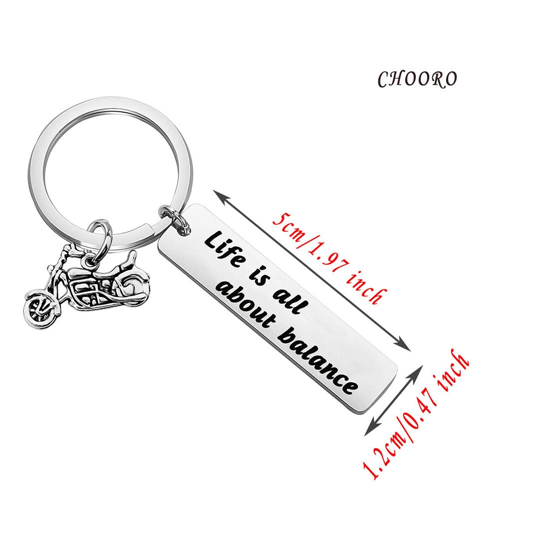 CHOORO Ride Safe Keychain - Motorcycle Lover Gift for Bikers - Life Is All About Balance - Durable Motorbike Keyring for Harley & Cruiser Riders - Perfect for Road Trips & Bike Meetups