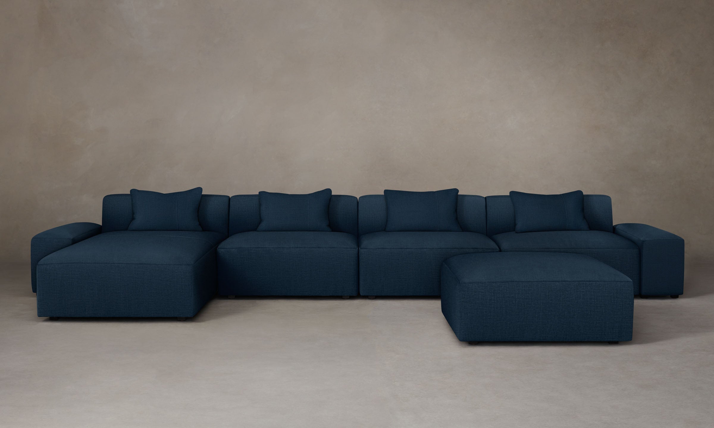 Breuer Modular Sectional Sofa with Performance Linen Weave Fabric in Bay Color - Perfect for Living Room, Lounge & Family Gatherings