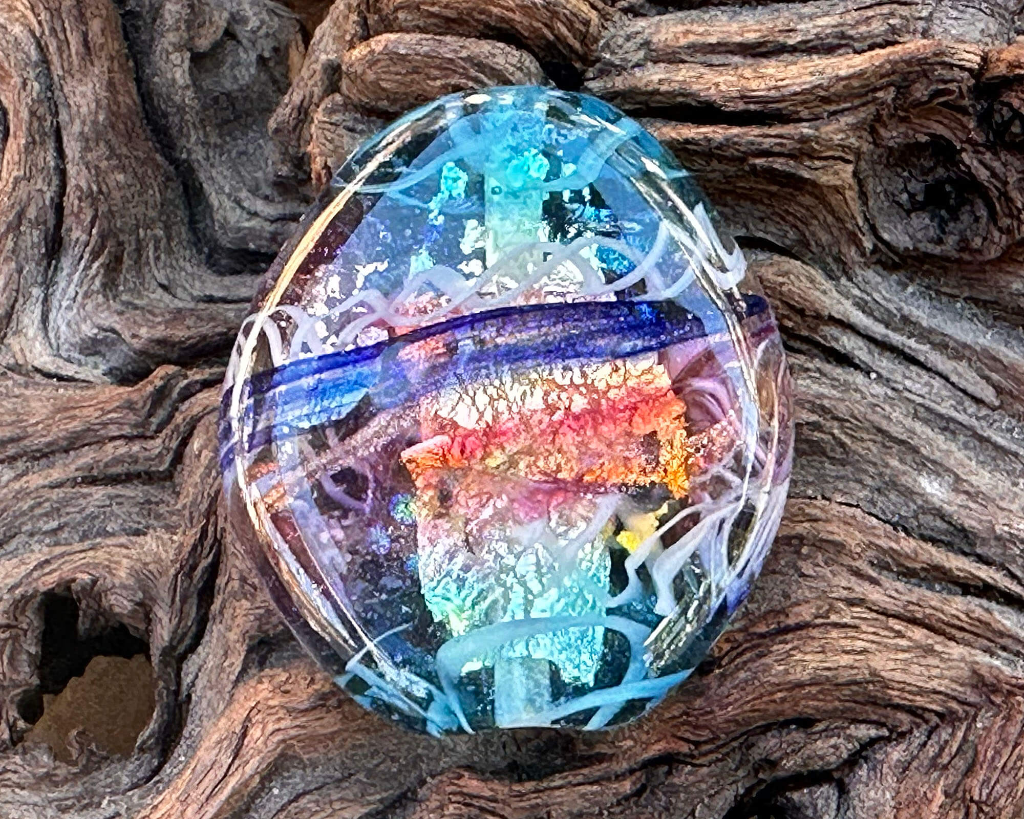 Handmade Aqua Shimmer Lampwork Glass Focal Bead for Jewelry Making - Perfect for Necklaces, Bracelets, and DIY Craft Projects