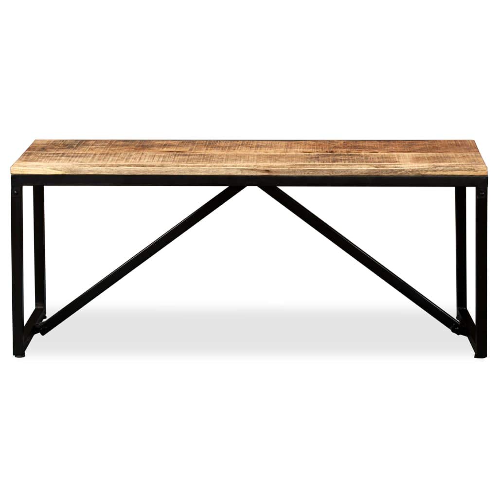 Vintage Industrial Style Mango Wood Dining Bench with Steel Legs - 43.3