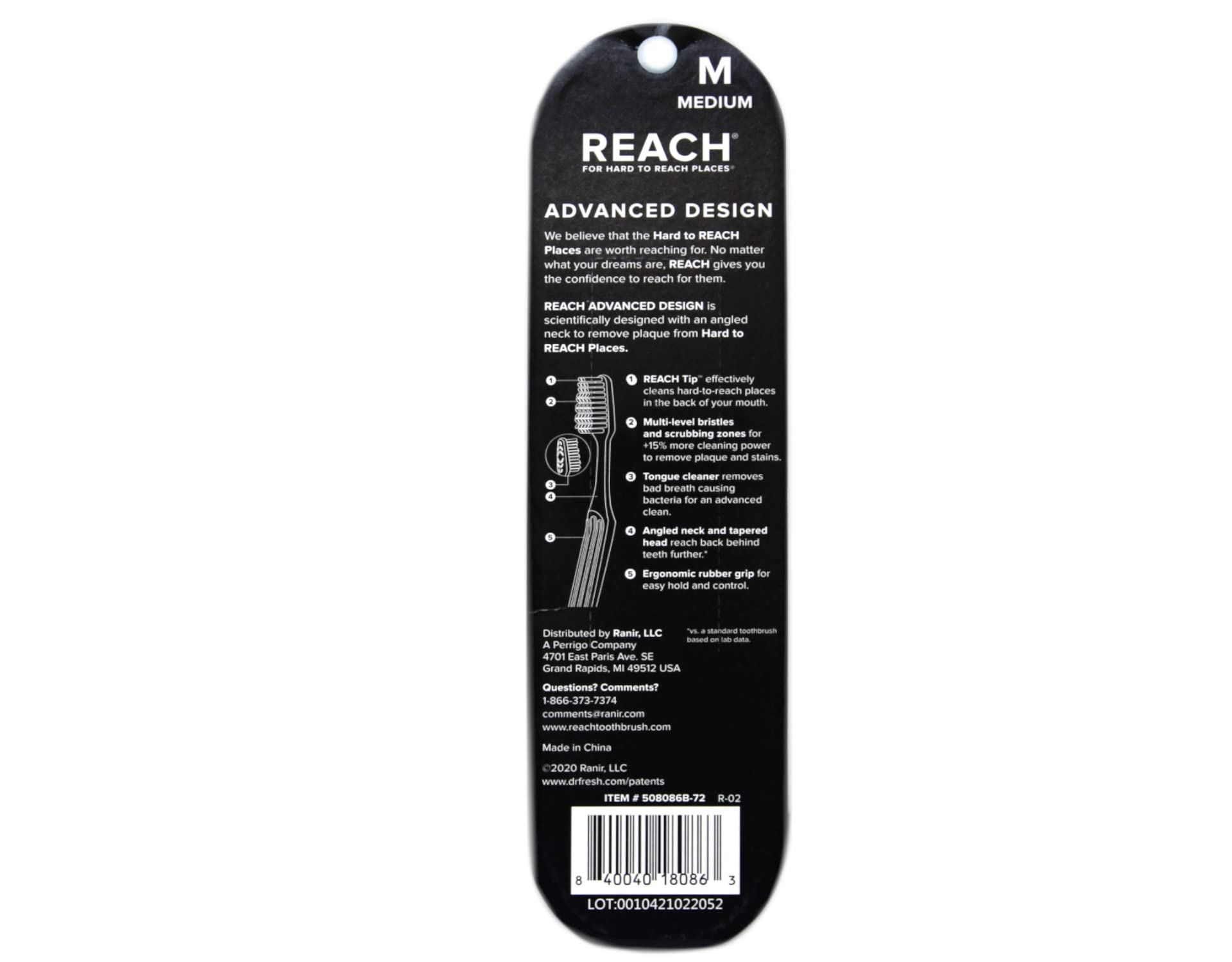 Reach Advanced Design Medium Soft Bristle Toothbrushes - 6 Pack (3 Count x 2) for Adults & Kids - Multi-Color Variety | Perfect for Travel, Home & Office Use
