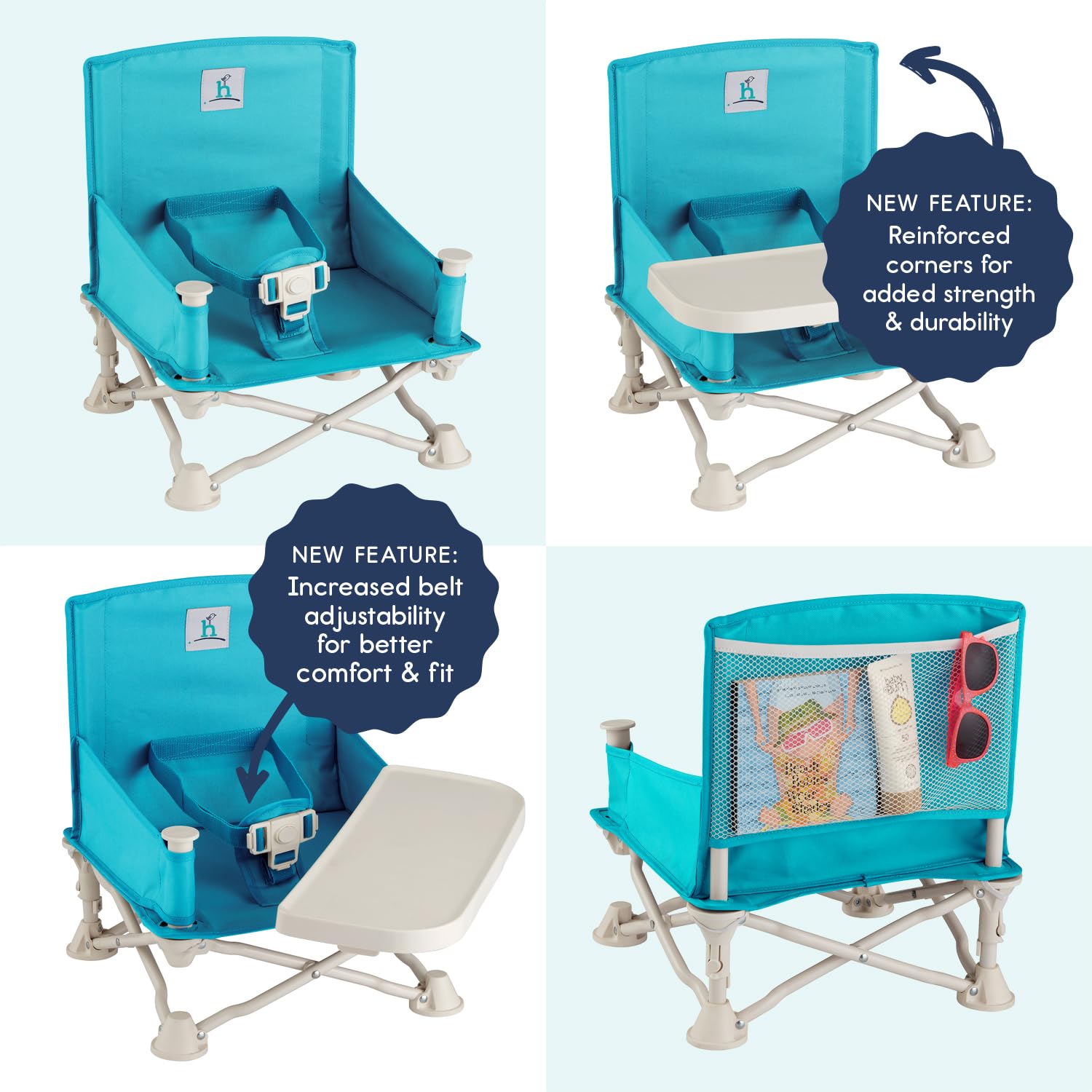 Hiccapop OmniBoost Travel Booster Seat with Tray for Babies & Toddlers | Foldable Portable High Chair for Dining, Camping, Beach, Travel & Grandma's House | Tip-Free Design Securely Straps to Chairs | Perfect for Restaurants, Picnics & Family Gatherings