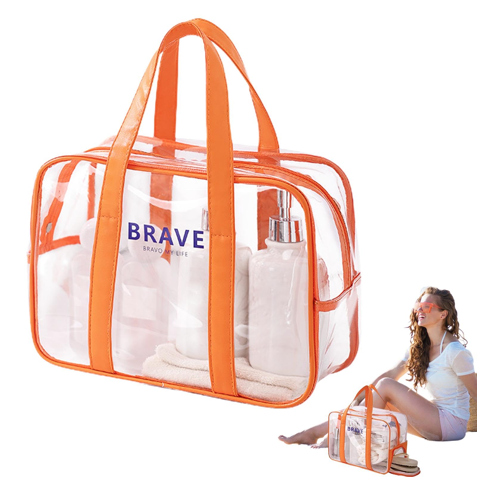 **Clear Stadium Approved Bag - Heavy Duty Transparent PVC Tote for Beach, Grocery & Laundry | Water-Resistant See-Through Purse for Concerts, Travel & Work Essentials**    *(Use Cases: Perfect for sports events, beach trips, shopping, gym, travel, and work as a stylish & functional transparent carry-all.)*