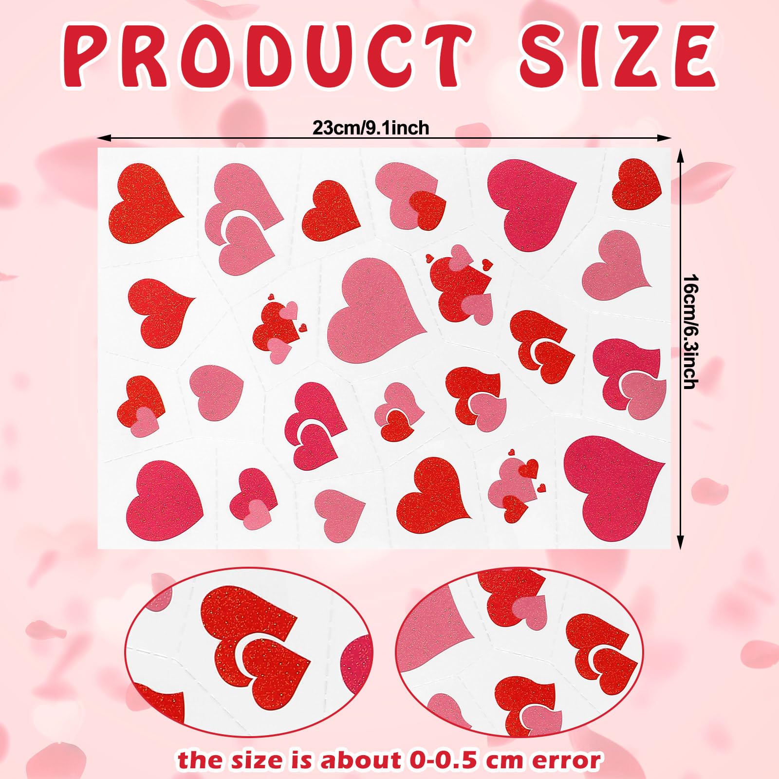 240 Pcs Valentine's Day Heart Glitter Temporary Tattoos - Waterproof Love Heart Stickers for Face & Body - Perfect for Valentine's Party, Kids, Women & Men - Romantic Decoration & Apparel Accessories