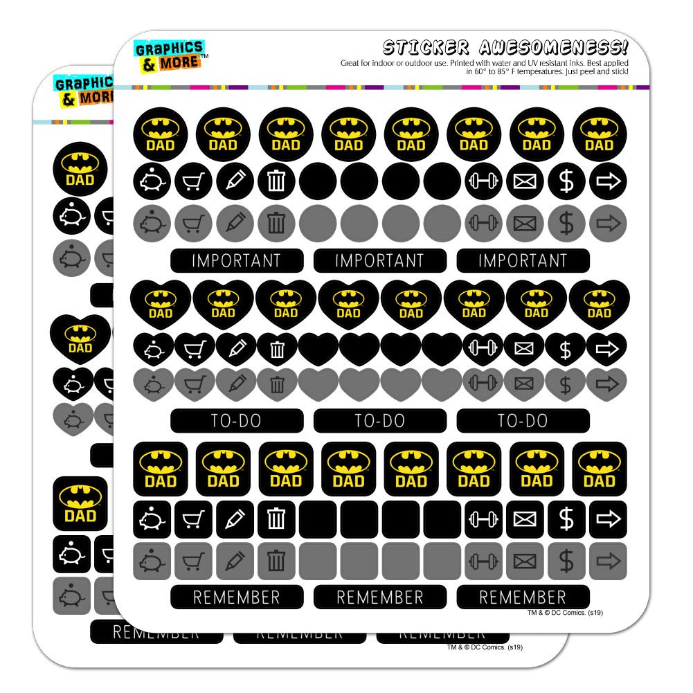 Batman Bat Dad Shield Logo Planner Stickers - Scrapbooking & Crafting Decals for Journals, Calendars, DIY Projects - Perfect for Bullet Journals, Planners, and Scrapbook Albums