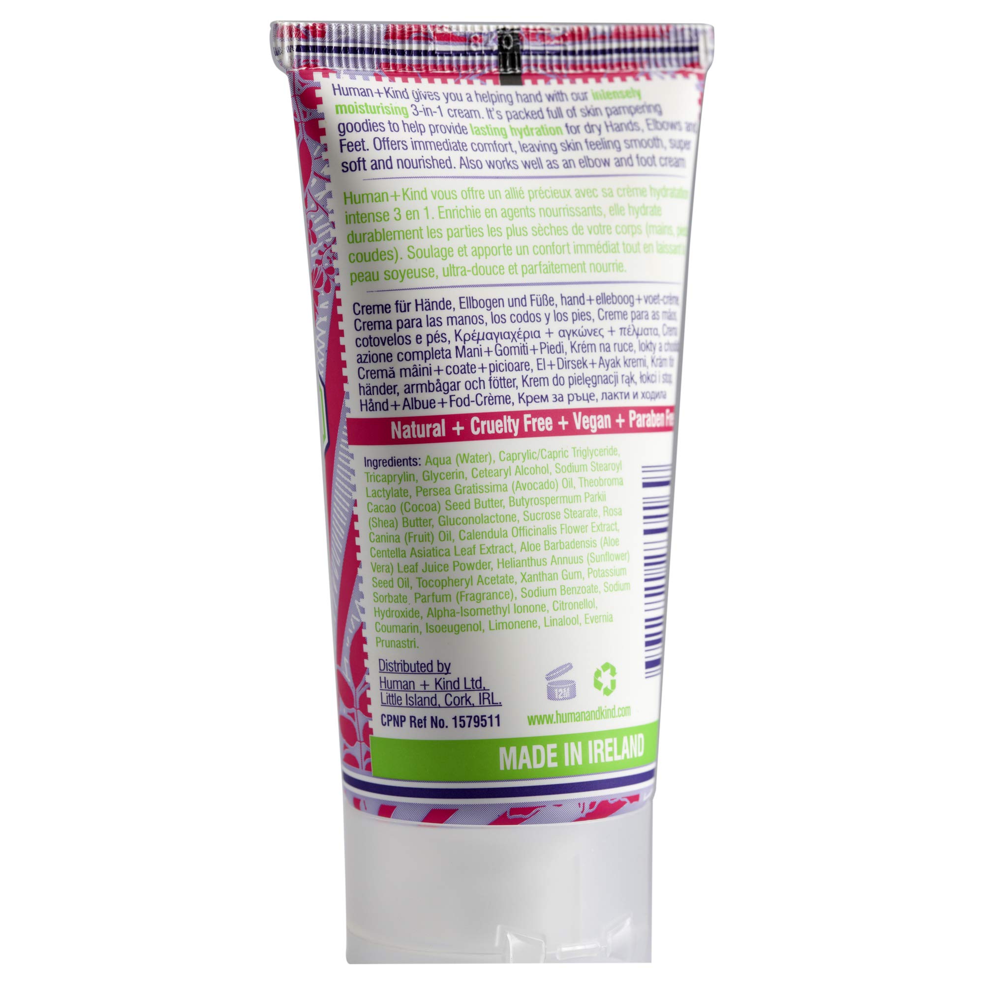 Human + Kind Hand, Elbow & Foot Cream - Ultra Moisturizing for Dry Skin - 1.7 fl oz - Perfect for Cracked Heels, Rough Hands & Elbow Care - Ideal for Winter Skincare & Daily Hydration
