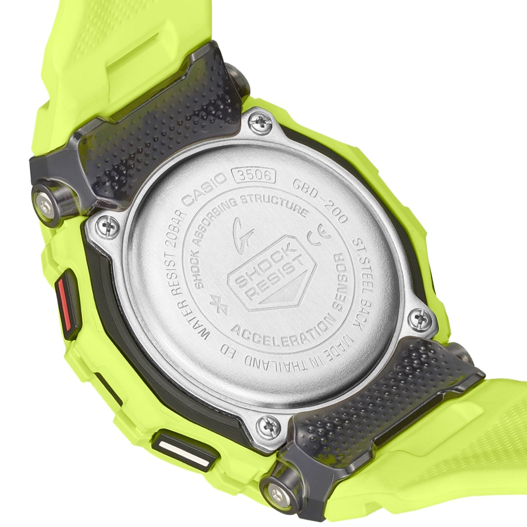 G Shock GBD200 9D Neon Yellow Digital Sports Watch for Men - Waterproof Fitness Tracker with Step Counter & Stopwatch - Perfect for Running, Gym Workouts & Outdoor Activities