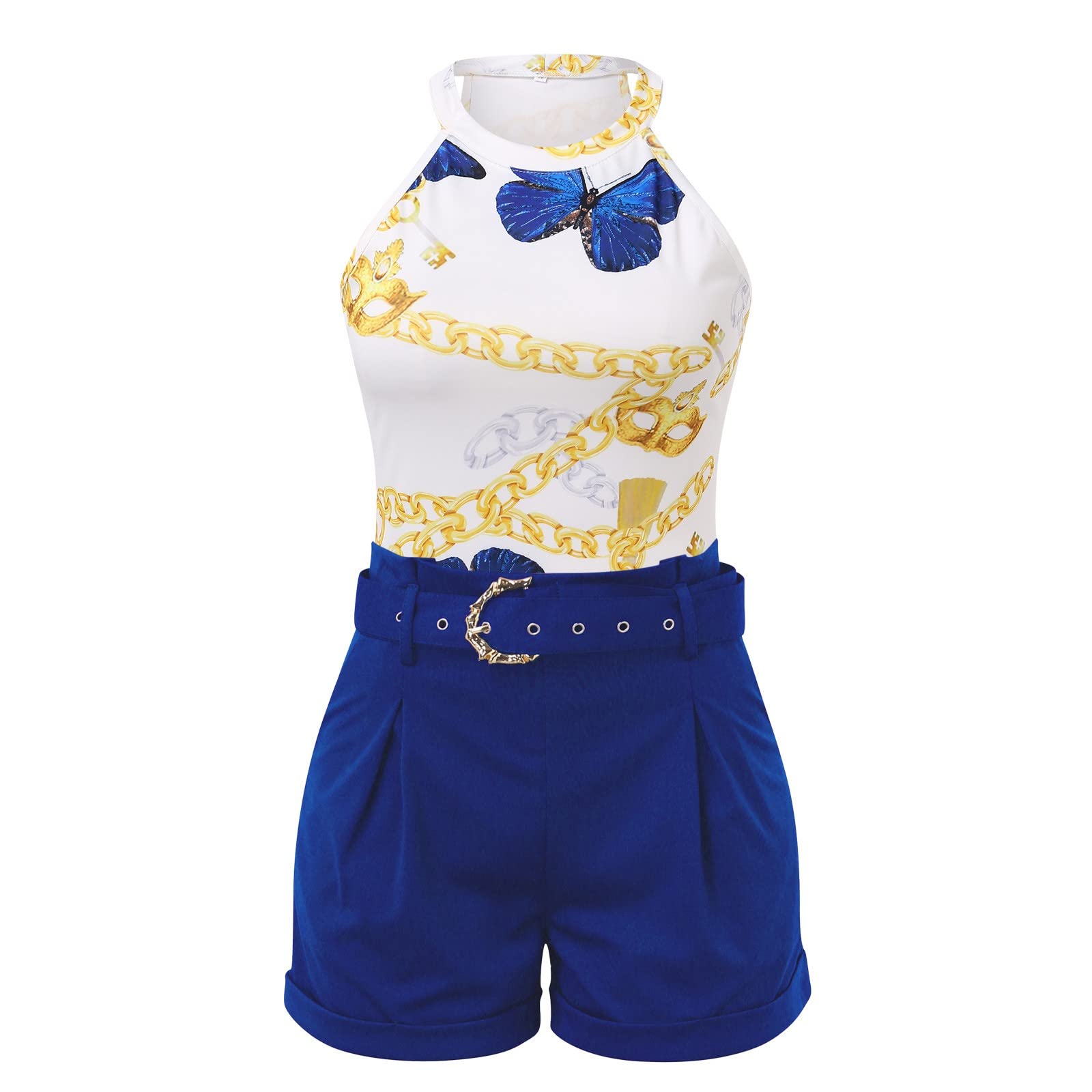 Rvidbe Women's 2-Piece Short Sets - Summer Matching Lounge Outfits with Sleeveless Shirt & Shorts | Casual Sexy Vacation Tracksuit for Beach, Travel & Relaxation