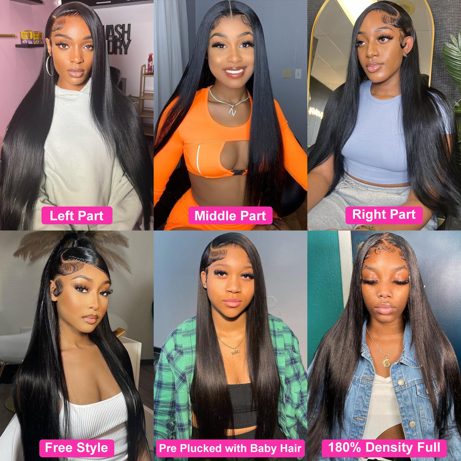 26 Inch Pre Plucked Glueless HD Lace Front Wig with Bleached Knots & Baby Hair - 13x4 Human Hair Lace Front Wig Straight Natural Black for Daily Wear & Special Occasions