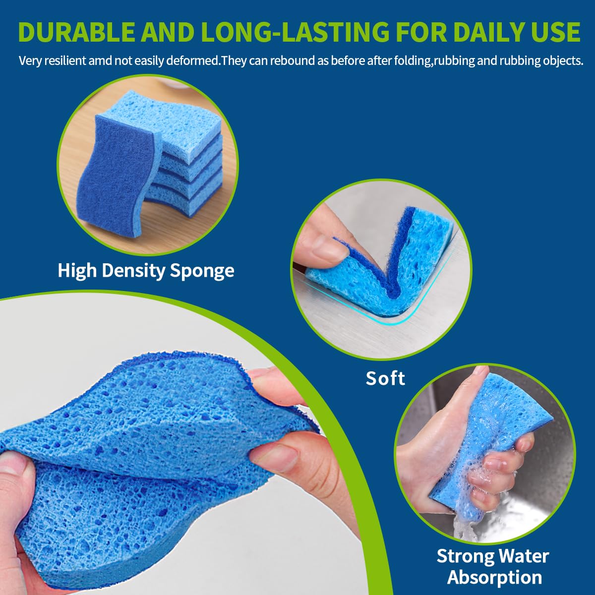 24-Pack Heavy Duty Scrub Sponges | Non-Scratch Dish & Kitchen Cleaning Sponges | Perfect for Pots, Pans, Countertops & Tough Stains