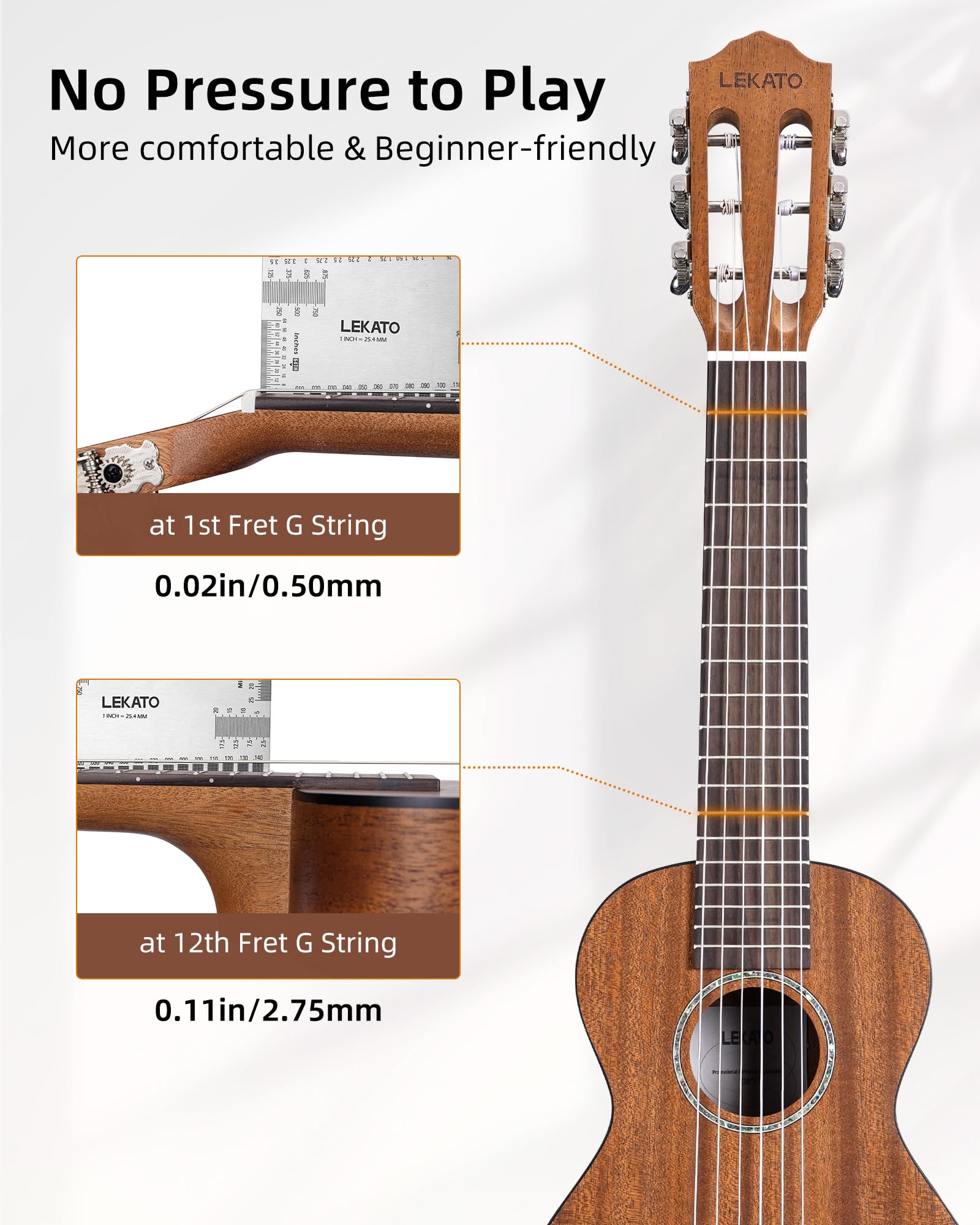 LEKATO GT-800 Mahogany Guitalele 6-String 28-Inch Beginner Guitarlele | 1/4 Size Classical Guitar | Small Hawaiian Travel Guilele with Gig Bag, Strap & Picks | Perfect for Travel, Camping & Beginners Learning Ukulele