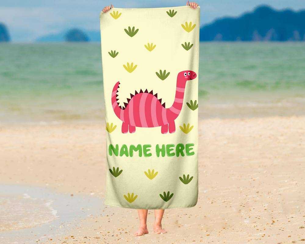 Custom Dinosaur Towels for Kids & Adults - Personalized Beach, Pool, Bath Travel Towels for Toddler, Baby, Boys & Girls - Perfect for Summer, Swimming, and Outdoor Adventures