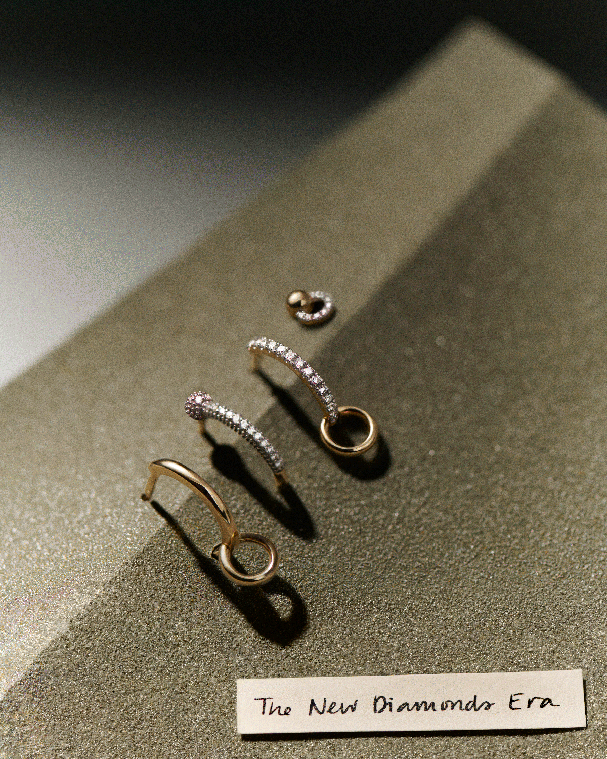 GRID1 Diamond and Gold Circle Single Hoop Earrings for Women - Elegant Everyday Jewelry for Parties, Weddings, and Special Occasions