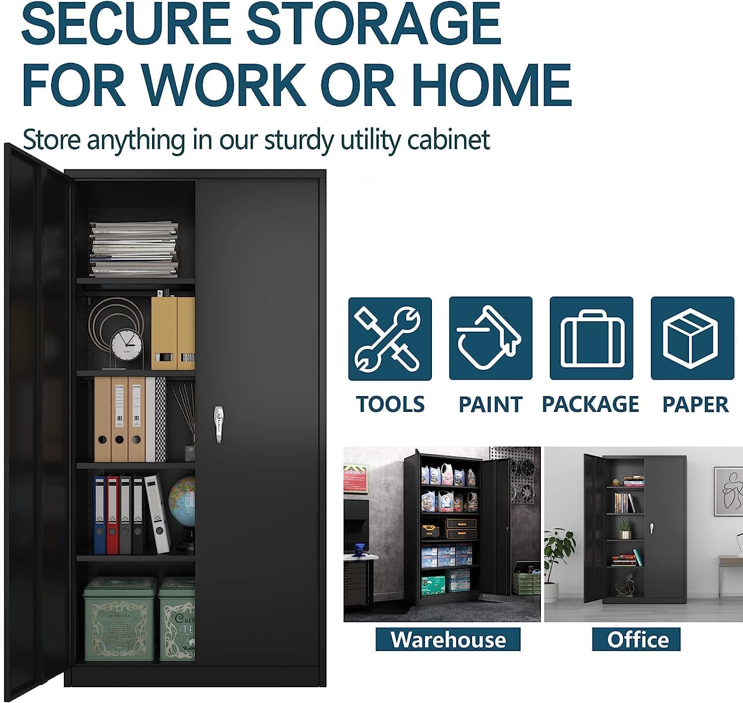 Heavy Duty Metal Storage Cabinet with Lock - 71