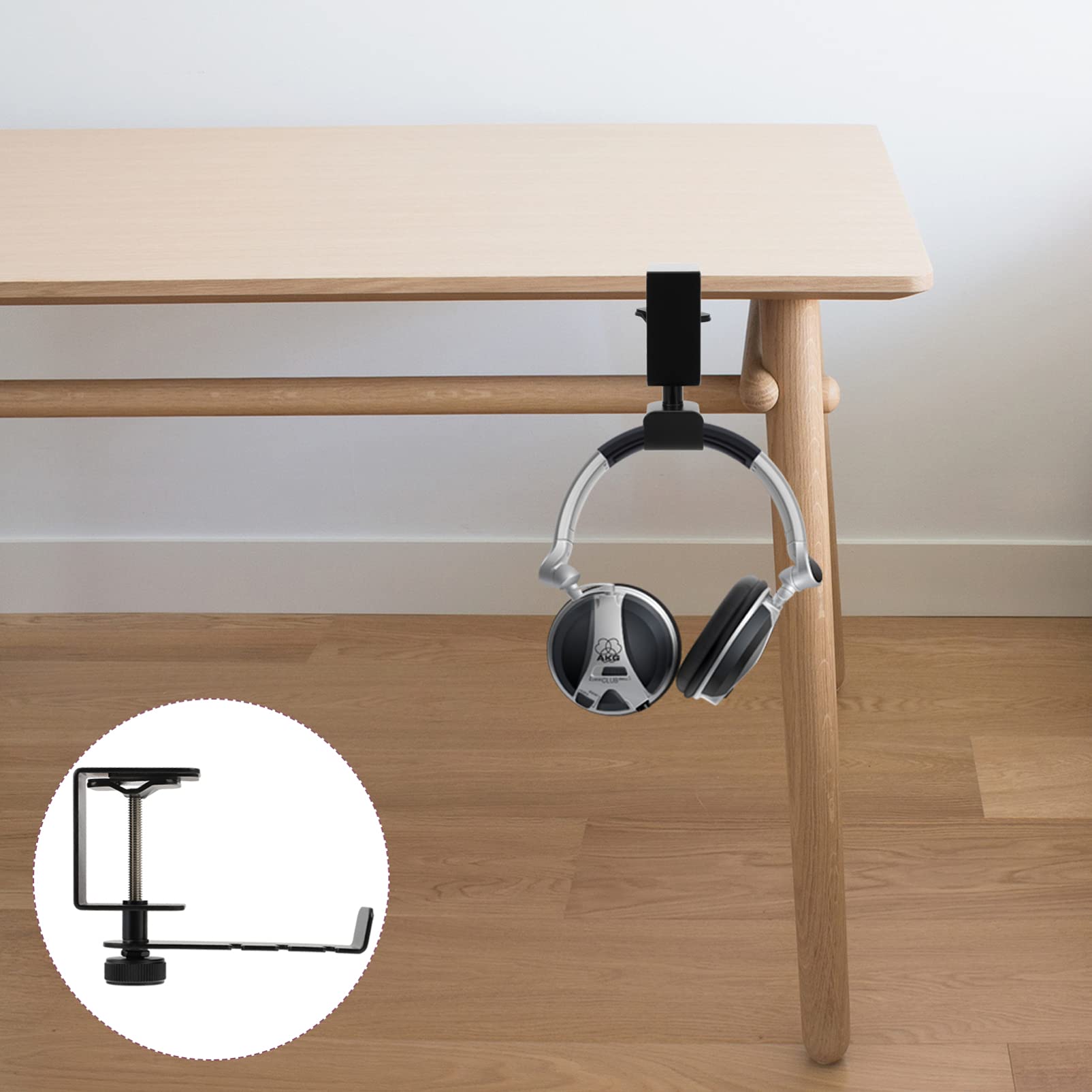 Zerodeko 2-Pack Headphone Stand Hooks - Adjustable Headset Holder for Desk, Wall Mount Headphone Organizer - Perfect for Gaming Setup, Office & Home Computer Accessories
